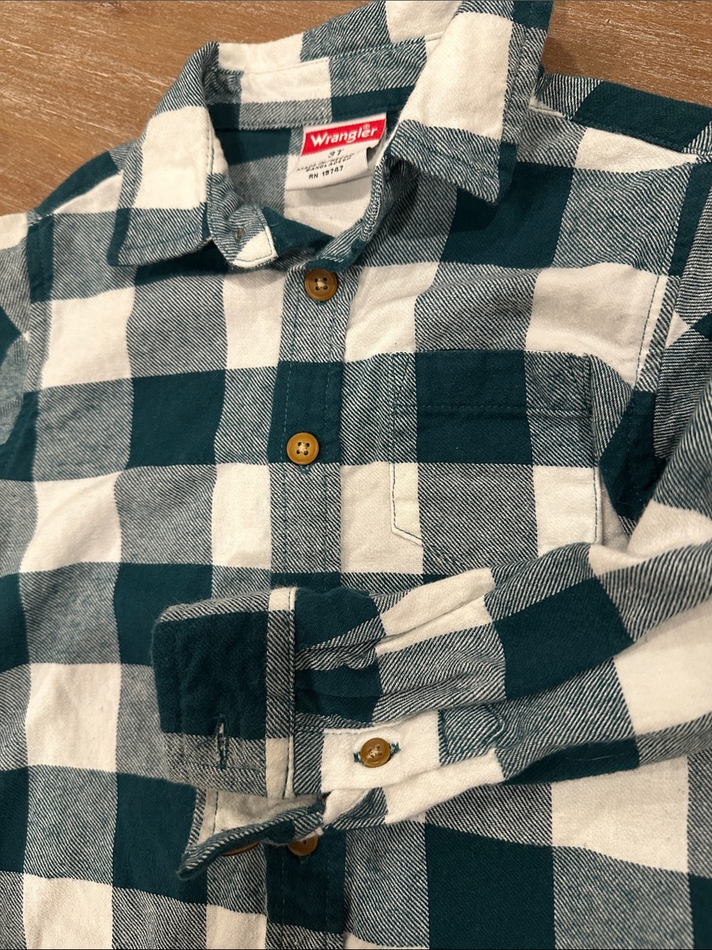 Wrangler Toddler Boy Green Buffalo Plaid Button-up Shirt Size 3T